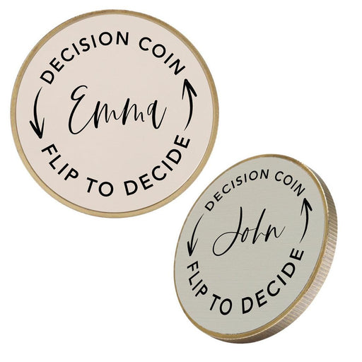 Custom Flip to Decide Coin Includes Keychain Holder, Set of 1-Set of 1-Andaz Press-Custom Name Decision Coin-