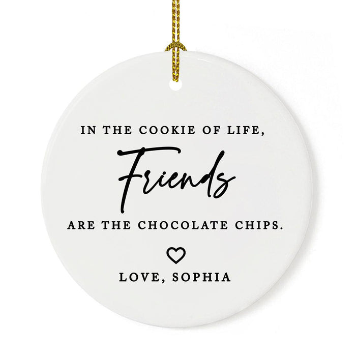 Custom Friendship Round Porcelain Christmas Ornament, Set of 1-Set of 1-Andaz Press-Friendship Is Born At That Moment-