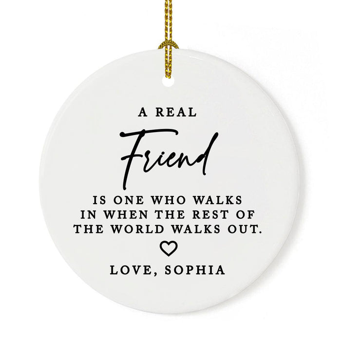 Custom Friendship Round Porcelain Christmas Ornament, Set of 1-Set of 1-Andaz Press-Friendship Is Born At That Moment-