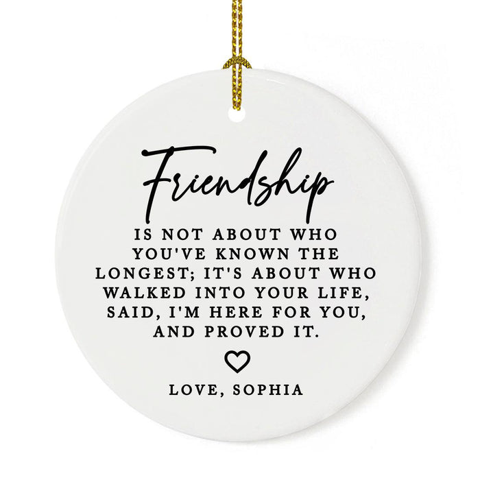 Custom Friendship Round Porcelain Christmas Ornament, Set of 1-Set of 1-Andaz Press-Friendship Is Not About-