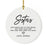 Custom Funny Sister Round Porcelain Christmas Ornament, Set of 1-Set of 1-Andaz Press-Sisters May Drive You Crazy-