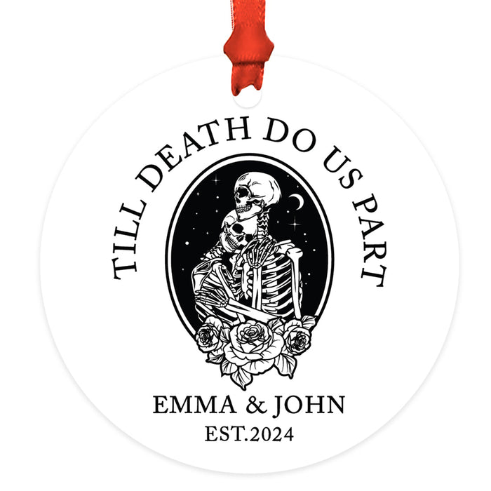 Custom Gothic Christmas Ornaments, Metal Horror Christmas Ornaments for Unique Holiday Decor-Set of 1-Andaz Press-Till Death Do Us Part Heart Design-