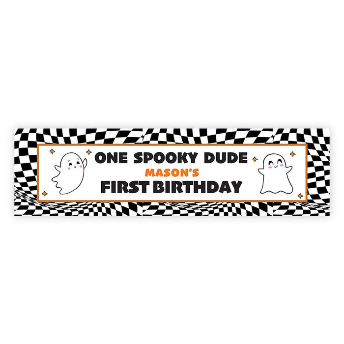 Custom Halloween 1st Birthday Banner, Backdrop Welcome Sign, Set of 1-Set of 1-Andaz Press-First Boo-Day-