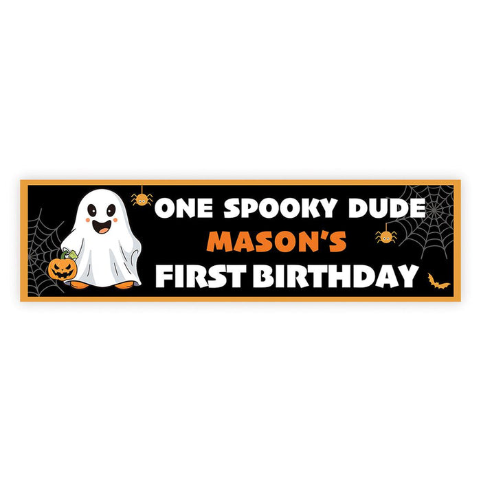 Custom Halloween 1st Birthday Banner, Backdrop Welcome Sign, Set of 1-Set of 1-Andaz Press-One Spooky Dude Cute Ghost-