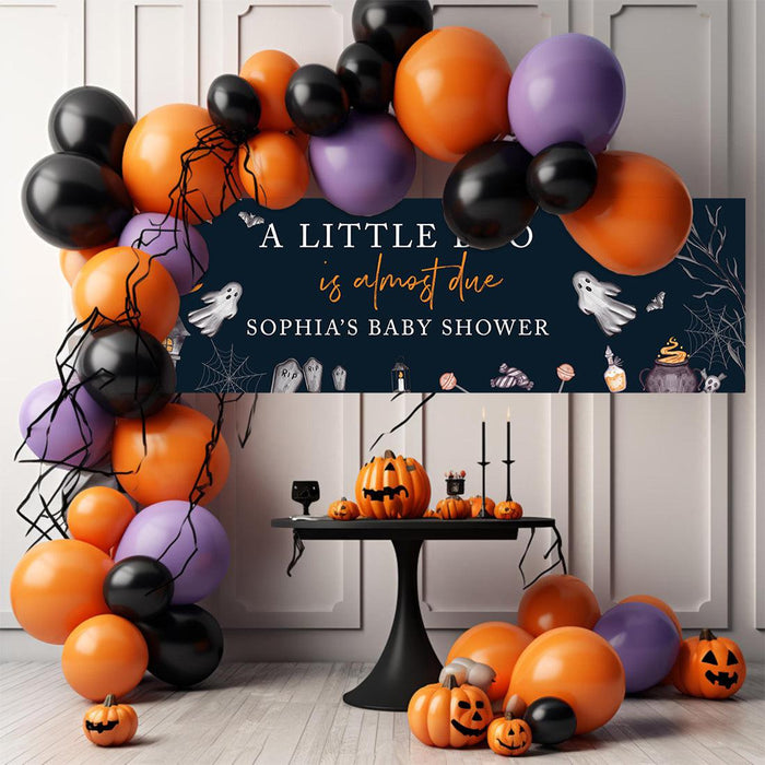 Custom Halloween Baby Shower Banner, Backdrop Welcome Sign, Set of 1-Set of 1-Andaz Press-A Baby Is Brewing-