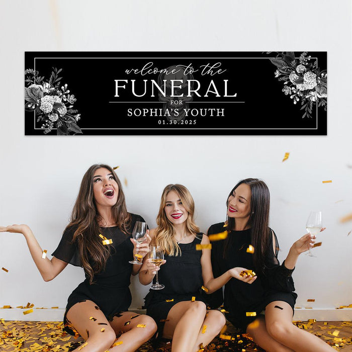 Custom Halloween RIP Birthday Banner, Backdrop Welcome Sign, Set of 1-Set of 1-Andaz Press-RIP Twenties-