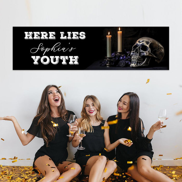 Custom Halloween RIP Birthday Banner, Backdrop Welcome Sign, Set of 1-Set of 1-Andaz Press-RIP Twenties-
