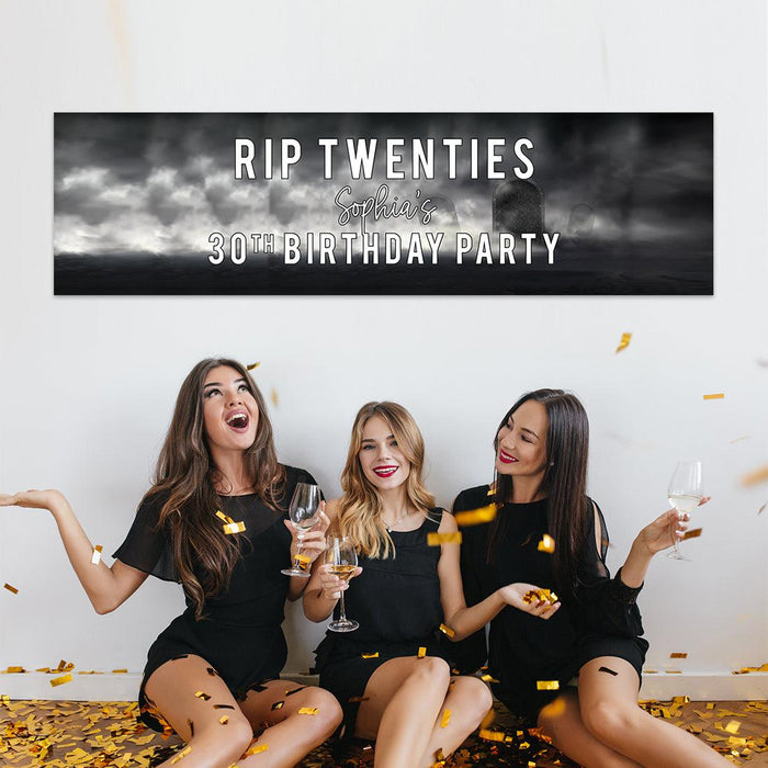 Custom Halloween RIP Birthday Banner, Backdrop Welcome Sign, Set of 1-Set of 1-Andaz Press-RIP Twenties-