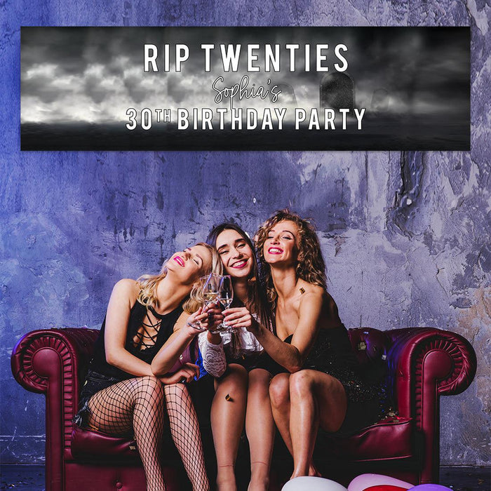 Custom Halloween RIP Birthday Banner, Backdrop Welcome Sign, Set of 1-Set of 1-Andaz Press-RIP Twenties-