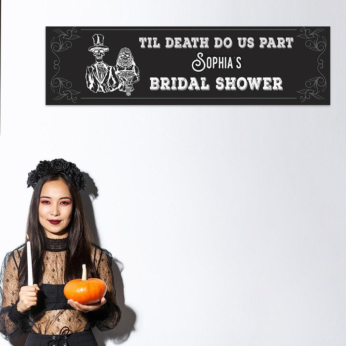 Custom Halloween Welcome Banner Backdrop for Bridal Shower, Bachelorette, and Birthday, Set of 1-Set of 1-Andaz Press-Halloween Bash-