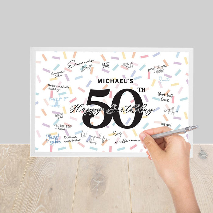 Custom Happy Birthday Signature Frame Guest Book Alternative, Set of 1-Set of 1-Andaz Press-Sprinkle Confetti-