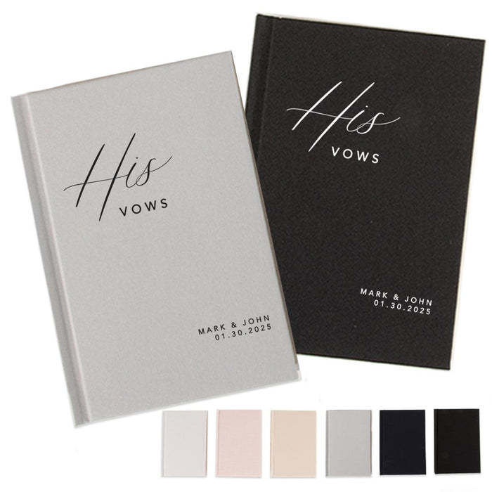 Custom Hardcover Linen Wedding Vow Books, 2-Pack-Set of 2-Andaz Press-Modern His and His-