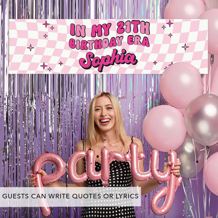 Custom It's Me Hi I'm The Birthday Girl Its Me Banner, Disco Party Decorations, Set of 1-Set of 1-Andaz Press-Retro Bright Colors & Black with Custom Name-