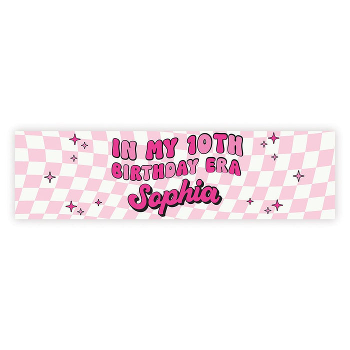 Custom It's Me Hi I'm The Birthday Girl Its Me Banner, Disco Party Decorations, Set of 1-Set of 1-Andaz Press-Retro Pink Checkered-