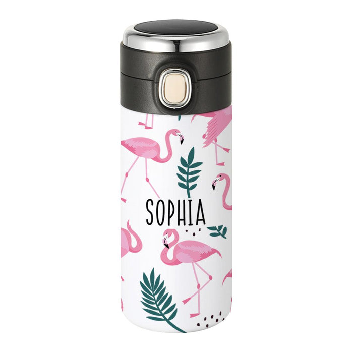 Custom Kids Tumbler Stainless Steel Water Bottle for Back to School, Set of 1-Set of 1-Andaz Press-Pink Flamingo-