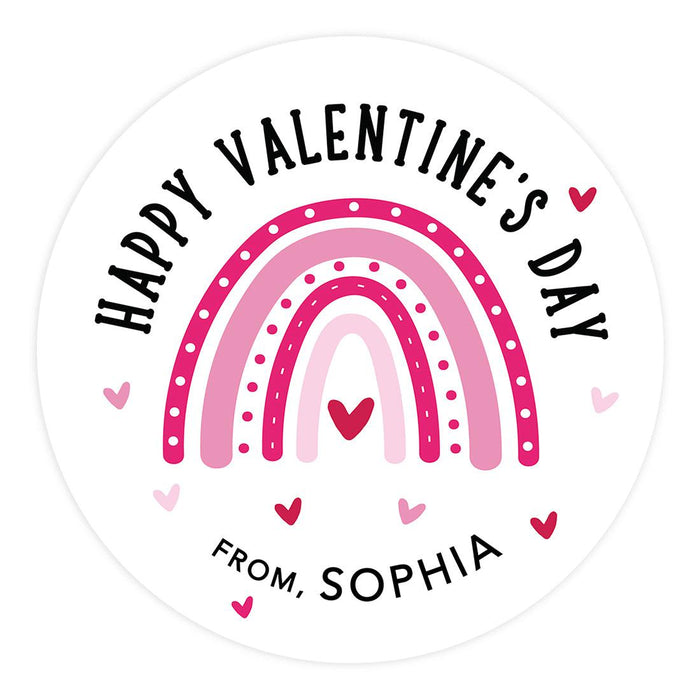 Custom Kids Valentine's Stickers | 2" Circle Happy Valentine's Day Labels for Gift & Craft, Set of 40-Set of 40-Andaz Press-Red Hearts-