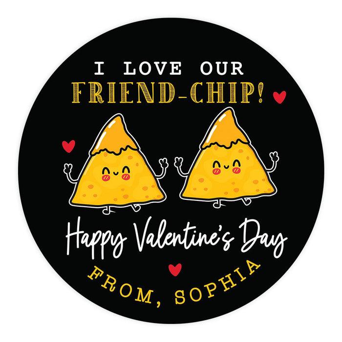 Custom Kids Valentine's Stickers | 2" Circle Happy Valentine's Day Labels for Gift & Craft, Set of 40-Set of 40-Andaz Press-Friend Chips-