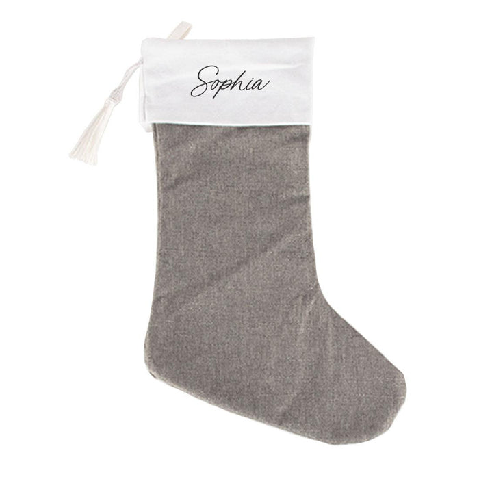 Custom Linen Christmas Stockings with Tassel, Holiday Gifts for Family, Set of 1-Set of 1-Andaz Press-Ivory Stocking-