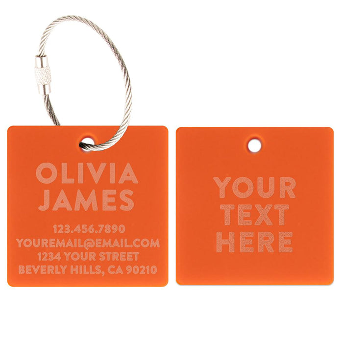 Custom Luggage Tags with Stainless Steel Loops, Laser Engraved Acrylic ID Tags, Set of 2-Set of 2-Andaz Press-Black-