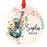 Custom Metal Guitar Ornament, 20XX Christmas Tree Decoration for Guitar Players-Set of 1-Andaz Press-Classic Acoustic Guitar with Florals-