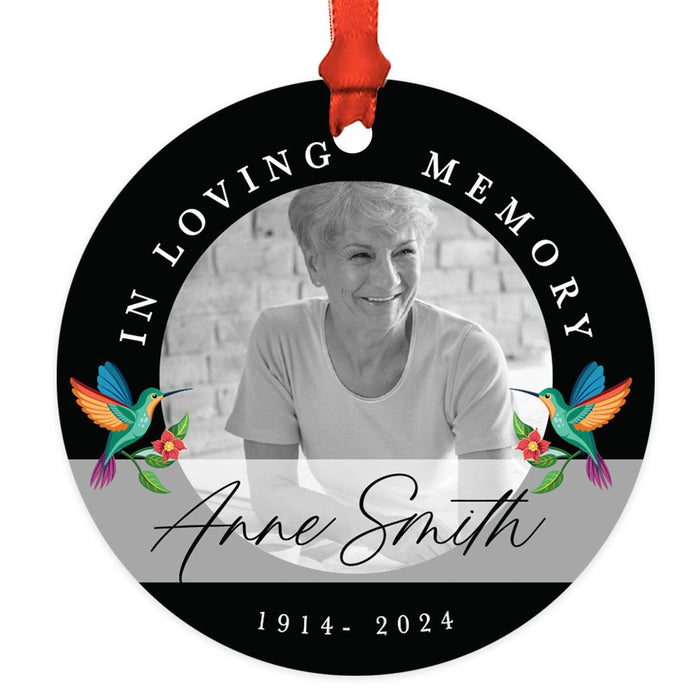 Custom Metal Hummingbird Ornament with Photo for Christmas Tree Memorial Decor-Set of 1-Andaz Press-I'm Always With You-