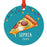 Custom Metal Pizza Slice Christmas Ornament, 20XX Pizza Tree Decoration-Set of 1-Andaz Press-Pizza-