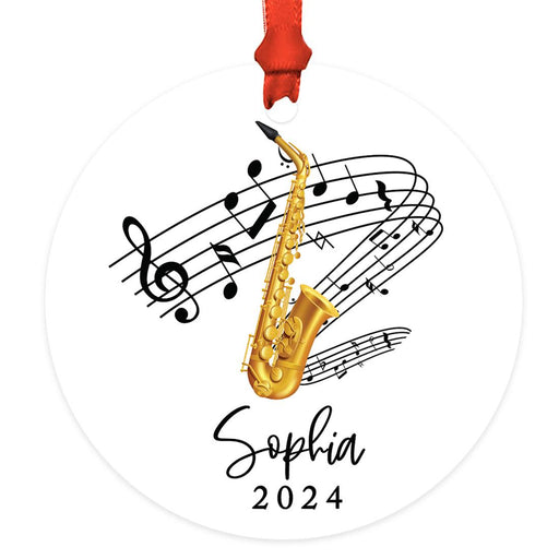 Custom Metal Saxophone Ornament Decor for Christmas Tree-Set of 1-Andaz Press-Floral Saxophone-