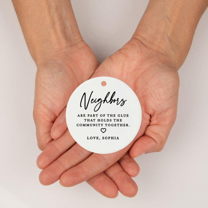 Custom Neighbor Round Porcelain Christmas Ornament, Bulk Set of 6-Andaz Press-Good Neighbors Make A Good Neighborhood-