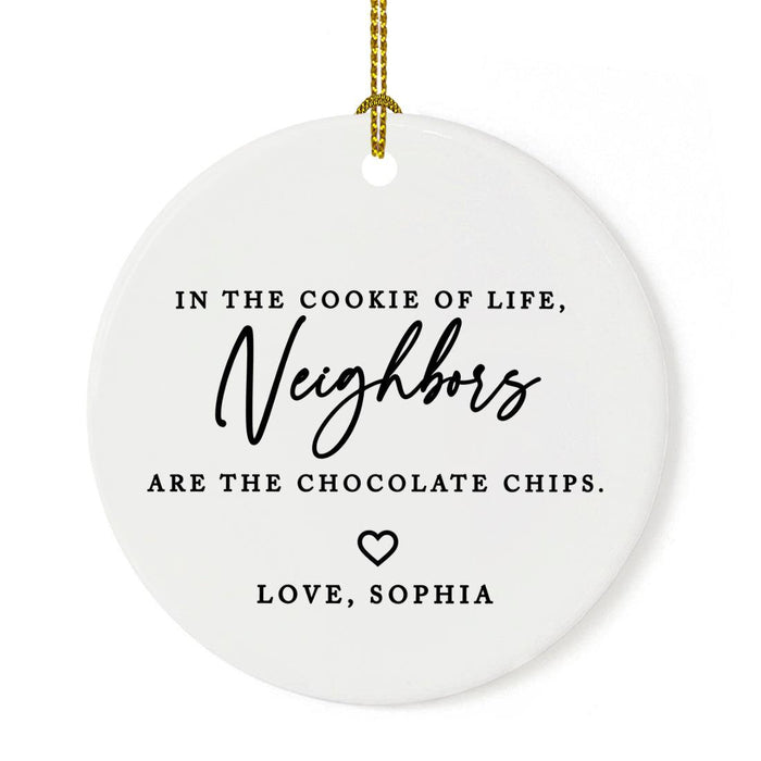 Custom Neighbor Round Porcelain Christmas Ornament, Set of 1-Set of 1-Andaz Press-Good Neighbors Make A Good Neighborhood-