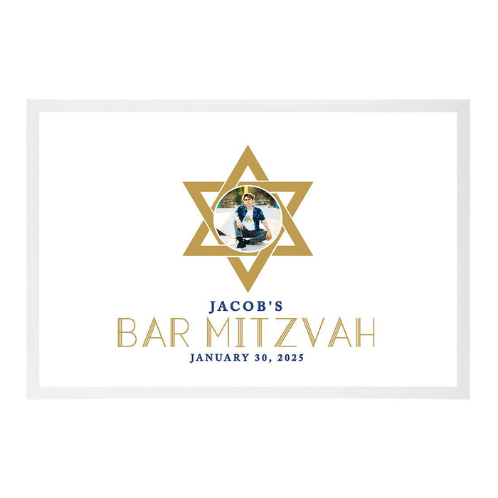 Custom Photo Bar/Bat Mitzvah Signature Frame Guest Book Alternative, Set of 1-Set of 1-Andaz Press-Brushstroke Frame-