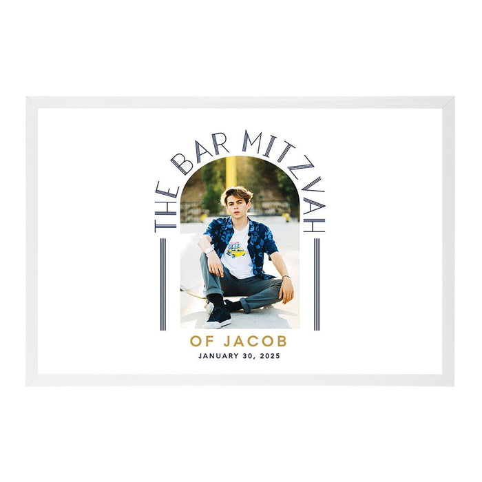 Custom Photo Bar/Bat Mitzvah Signature Frame Guest Book Alternative, Set of 1-Set of 1-Andaz Press-Brushstroke Frame-