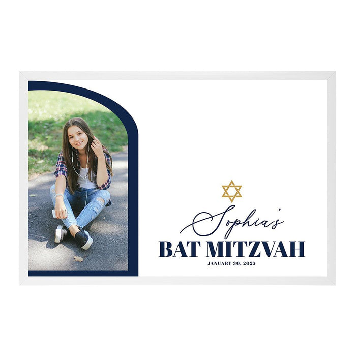 Custom Photo Bar/Bat Mitzvah Signature Frame Guest Book Alternative, Set of 1-Set of 1-Andaz Press-Brushstroke Frame-