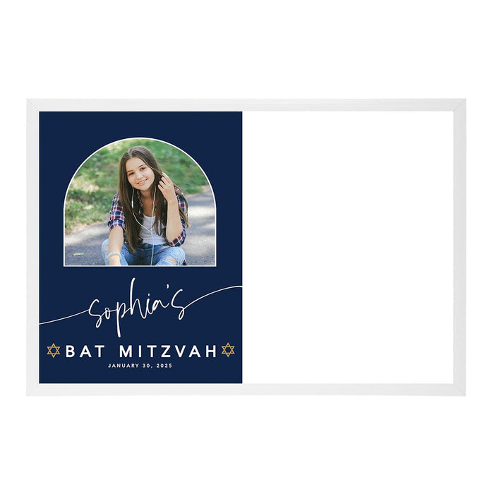 Custom Photo Bar/Bat Mitzvah Signature Frame Guest Book Alternative, Set of 1-Set of 1-Andaz Press-Brushstroke Frame-