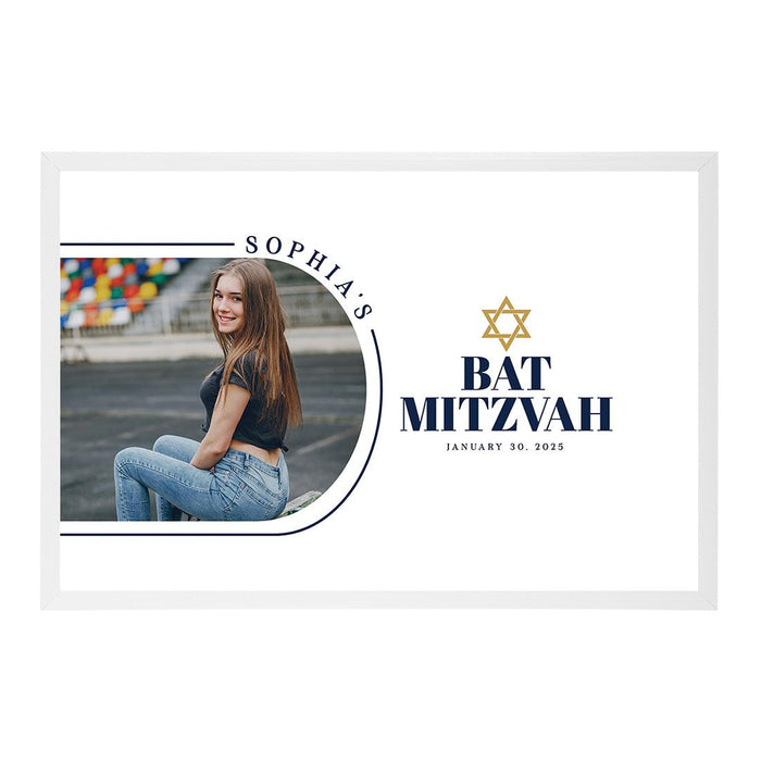 Custom Photo Bar/Bat Mitzvah Signature Frame Guest Book Alternative, Set of 1-Set of 1-Andaz Press-Brushstroke Frame-