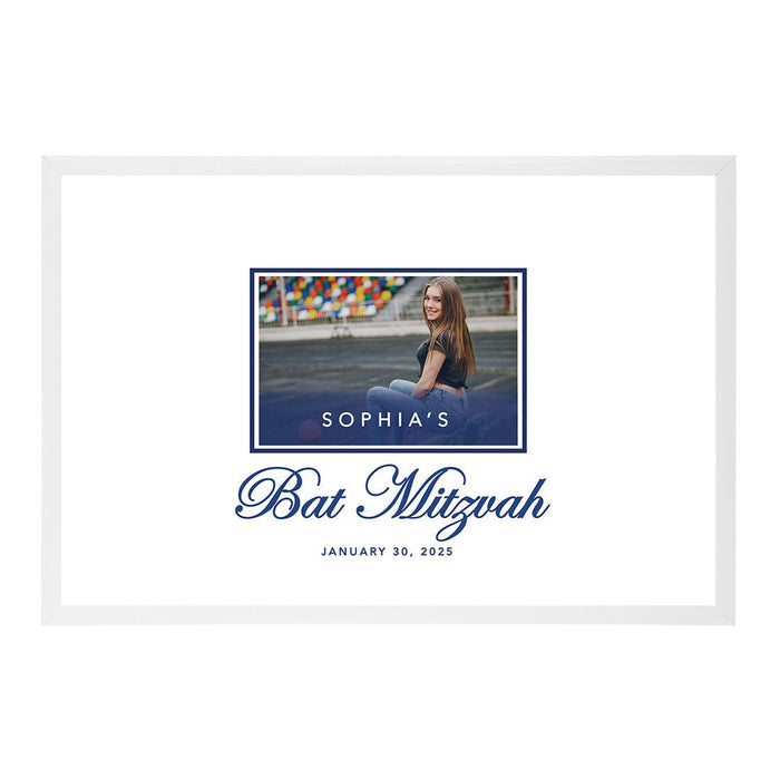 Custom Photo Bar/Bat Mitzvah Signature Frame Guest Book Alternative, Set of 1-Set of 1-Andaz Press-Brushstroke Frame-