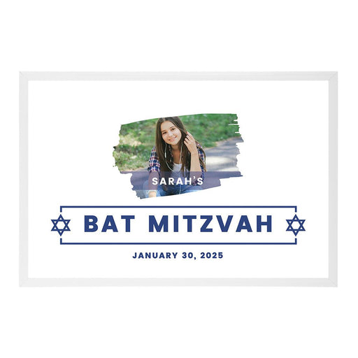 Custom Photo Bar/Bat Mitzvah Signature Frame Guest Book Alternative, Set of 1-Set of 1-Andaz Press-Brushstroke Frame-