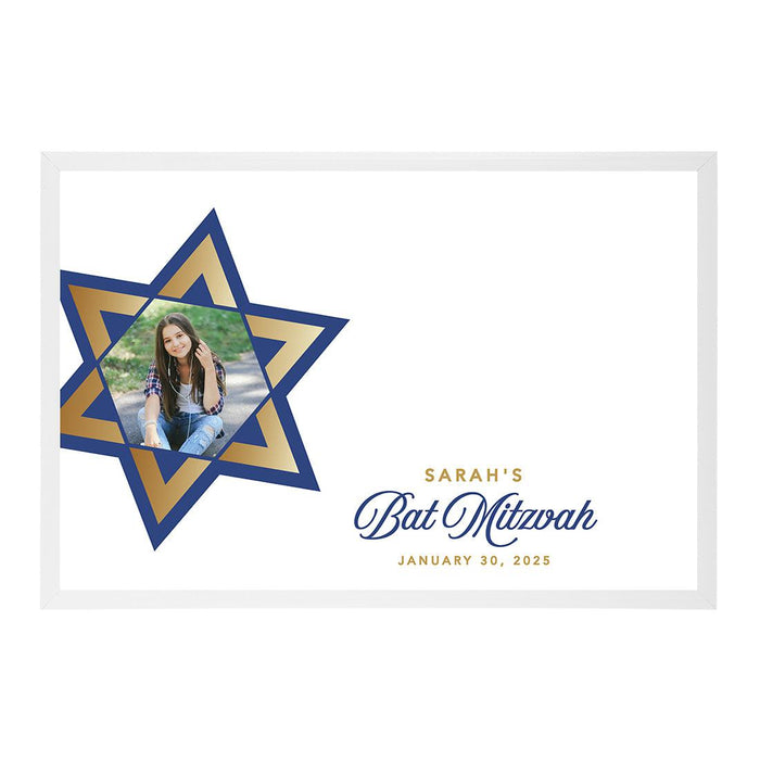 Custom Photo Bar/Bat Mitzvah Signature Frame Guest Book Alternative, Set of 1-Set of 1-Andaz Press-Classic Geometric Star of David-