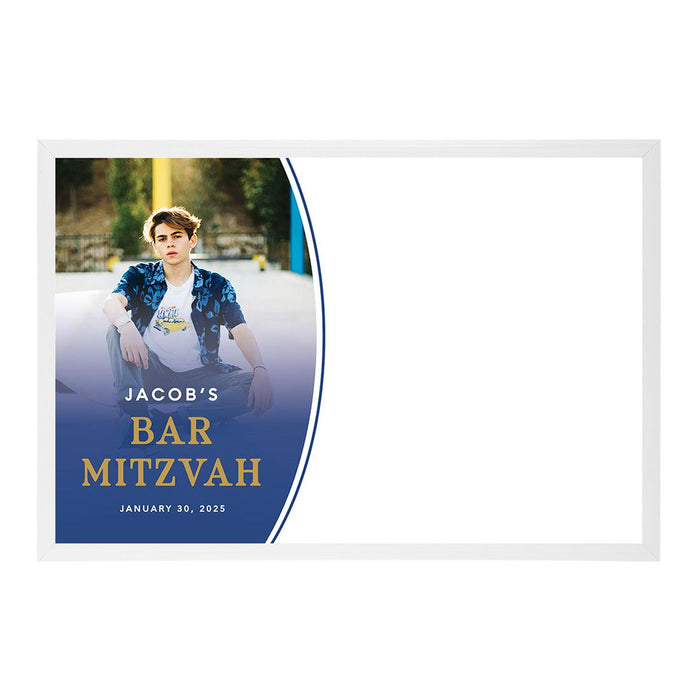 Custom Photo Bar/Bat Mitzvah Signature Frame Guest Book Alternative, Set of 1-Set of 1-Andaz Press-Ombre Blue-