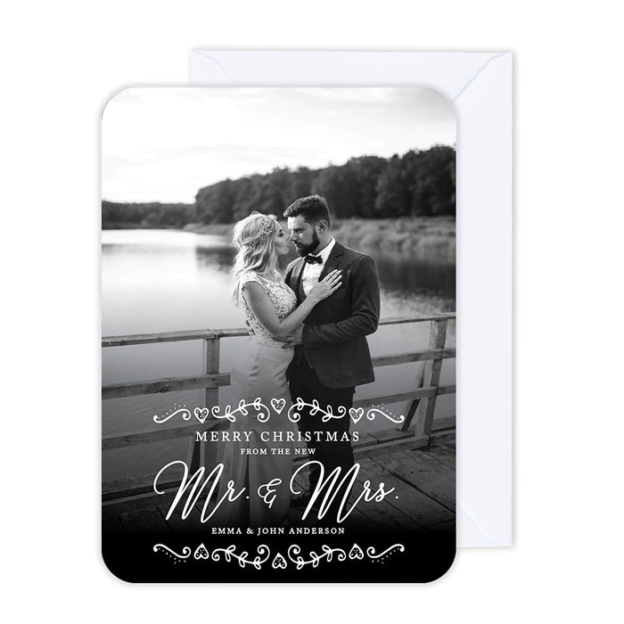 Custom Photo Christmas Cards with Envelopes, Holiday Photo Greeting Cards-Set of 24-Andaz Press-Merry Christmas Mr. & Mrs.-