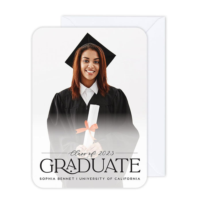 Custom Photo Graduation Announcement Cards with Envelopes, Set of 24-Set of 24-Andaz Press-Art Deco Graduate-