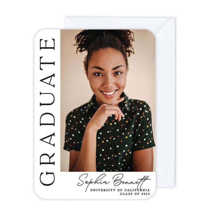 Custom Photo Graduation Announcement Cards with Envelopes, Set of 24-Set of 24-Andaz Press-Art Deco Graduate Font-