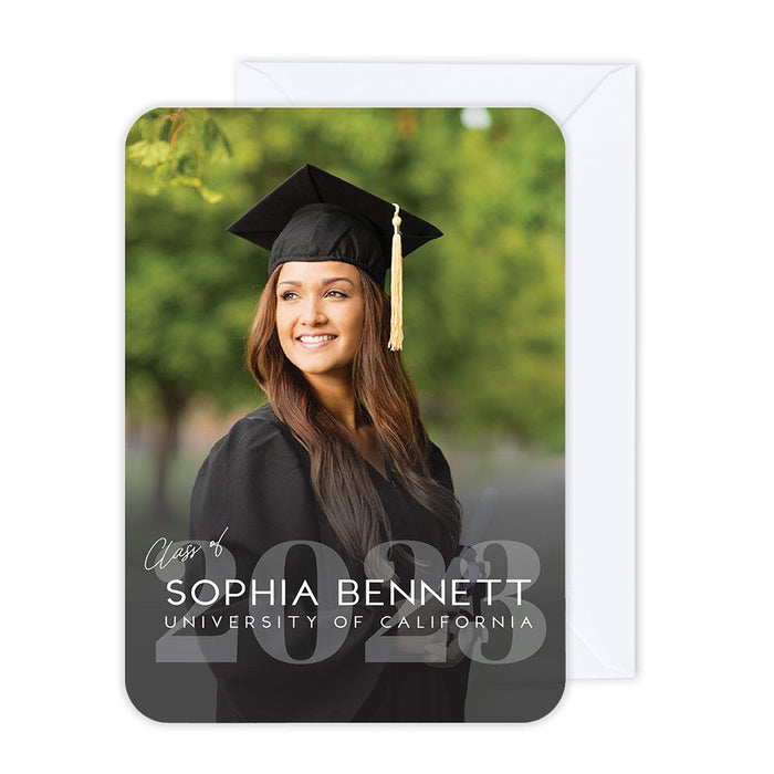 Custom Photo Graduation Announcement Cards with Envelopes, Set of 24-Set of 24-Andaz Press-Bold Class Year-