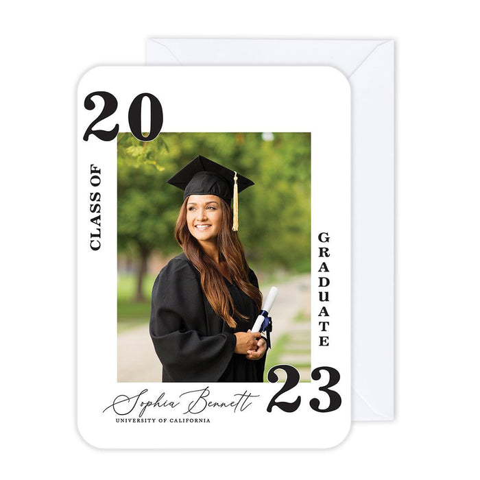 Custom Photo Graduation Announcement Cards with Envelopes, Set of 24-Set of 24-Andaz Press-Class Of-
