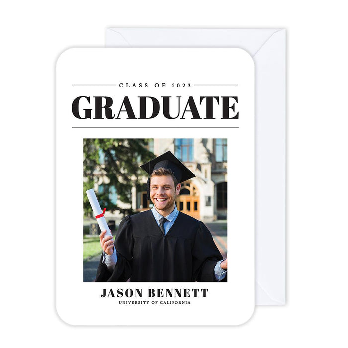 Custom Photo Graduation Announcement Cards with Envelopes, Set of 24-Set of 24-Andaz Press-Class Of Graduate-