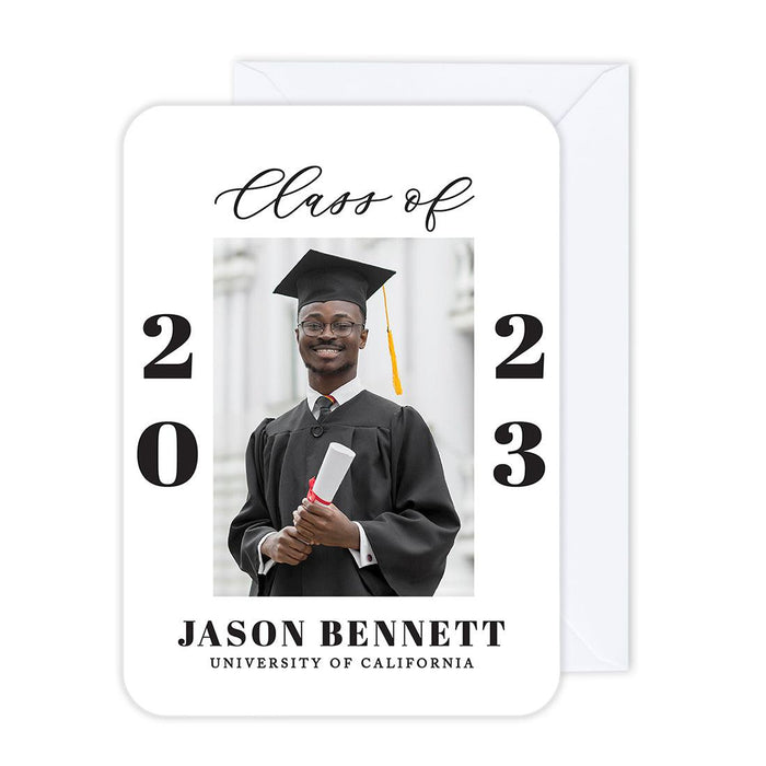 Custom Photo Graduation Announcement Cards with Envelopes, Set of 24-Set of 24-Andaz Press-Classic Class Of-