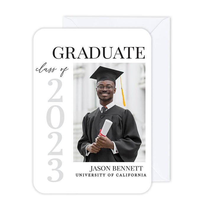 Custom Photo Graduation Announcement Cards with Envelopes, Set of 24-Set of 24-Andaz Press-Classic Graduate-