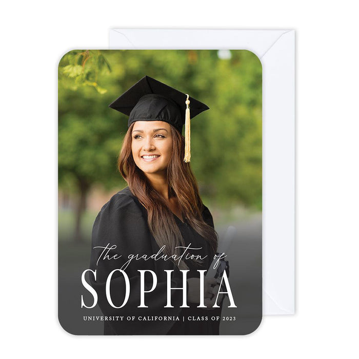 Custom Photo Graduation Announcement Cards with Envelopes, Set of 24-Set of 24-Andaz Press-Classic The Graduation Of-