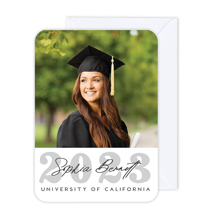 Custom Photo Graduation Announcement Cards with Envelopes, Set of 24-Set of 24-Andaz Press-Elegant Class Year-