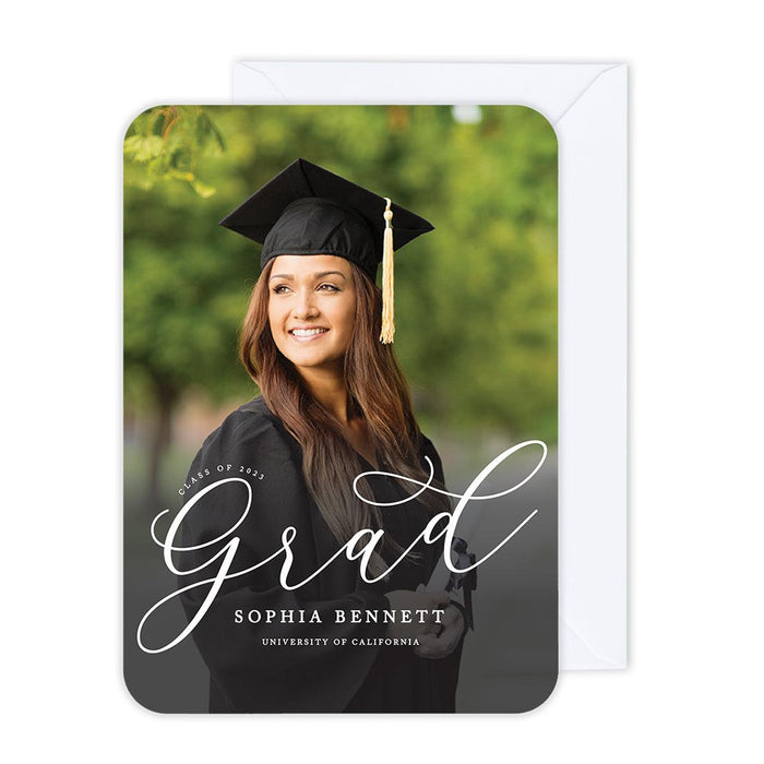 Custom Photo Graduation Announcement Cards with Envelopes, Set of 24-Set of 24-Andaz Press-Grad-
