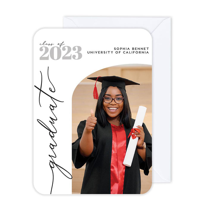 Custom Photo Graduation Announcement Cards with Envelopes, Set of 24-Set of 24-Andaz Press-Minimal Arch-
